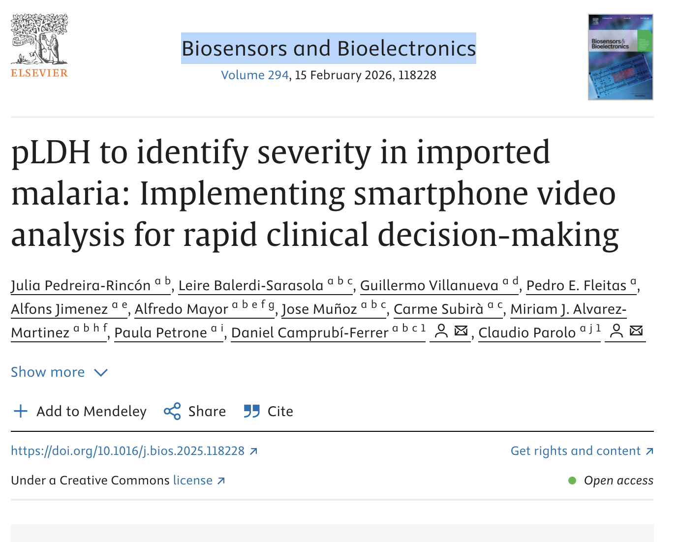 pLDH to identify severity in imported malaria: Implementing smartphone video analysis for rapid clinical decision-making