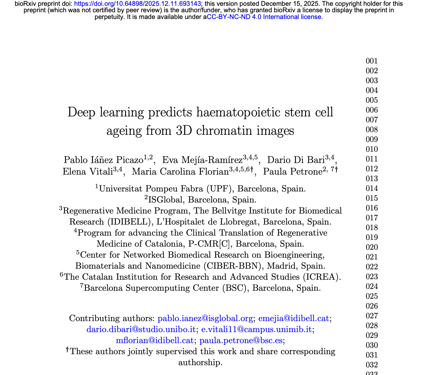 Deep learning predicts haematopoietic stem cell ageing from 3D chromatin images