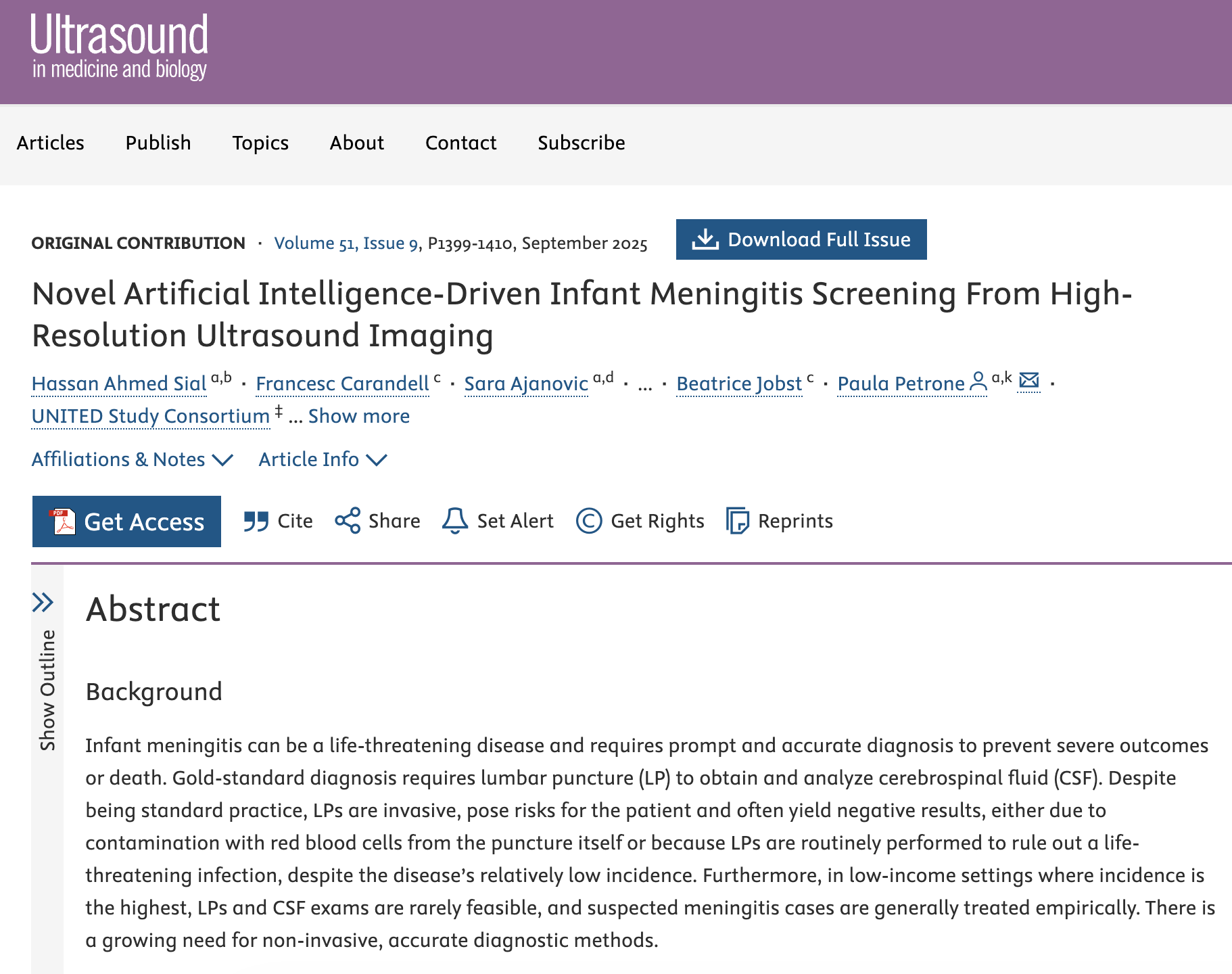 Novel Artificial Intelligence-Driven Infant Meningitis Screening From High-Resolution Ultrasound Imaging