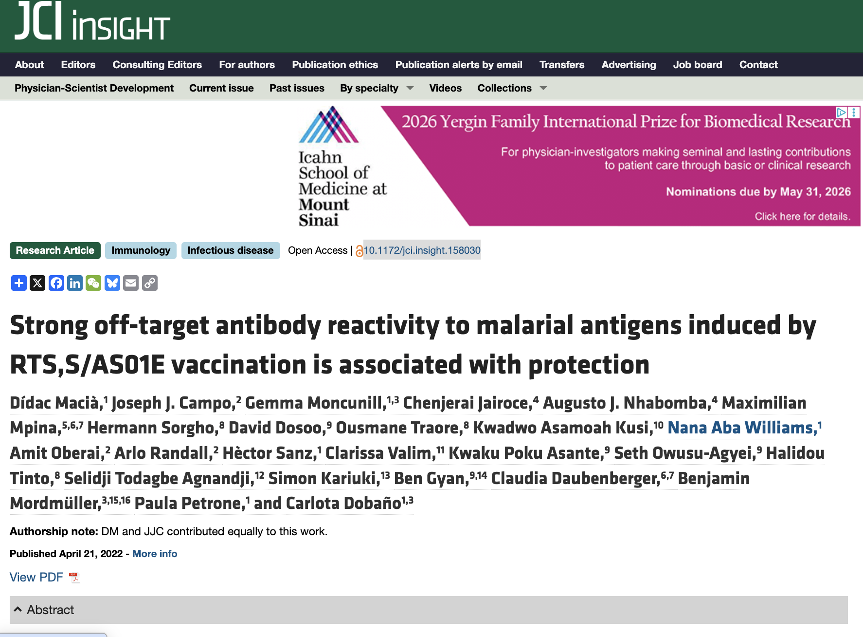 Strong off-target antibody reactivity to malarial antigens induced by RTS,S/AS01E vaccination is associated with protection