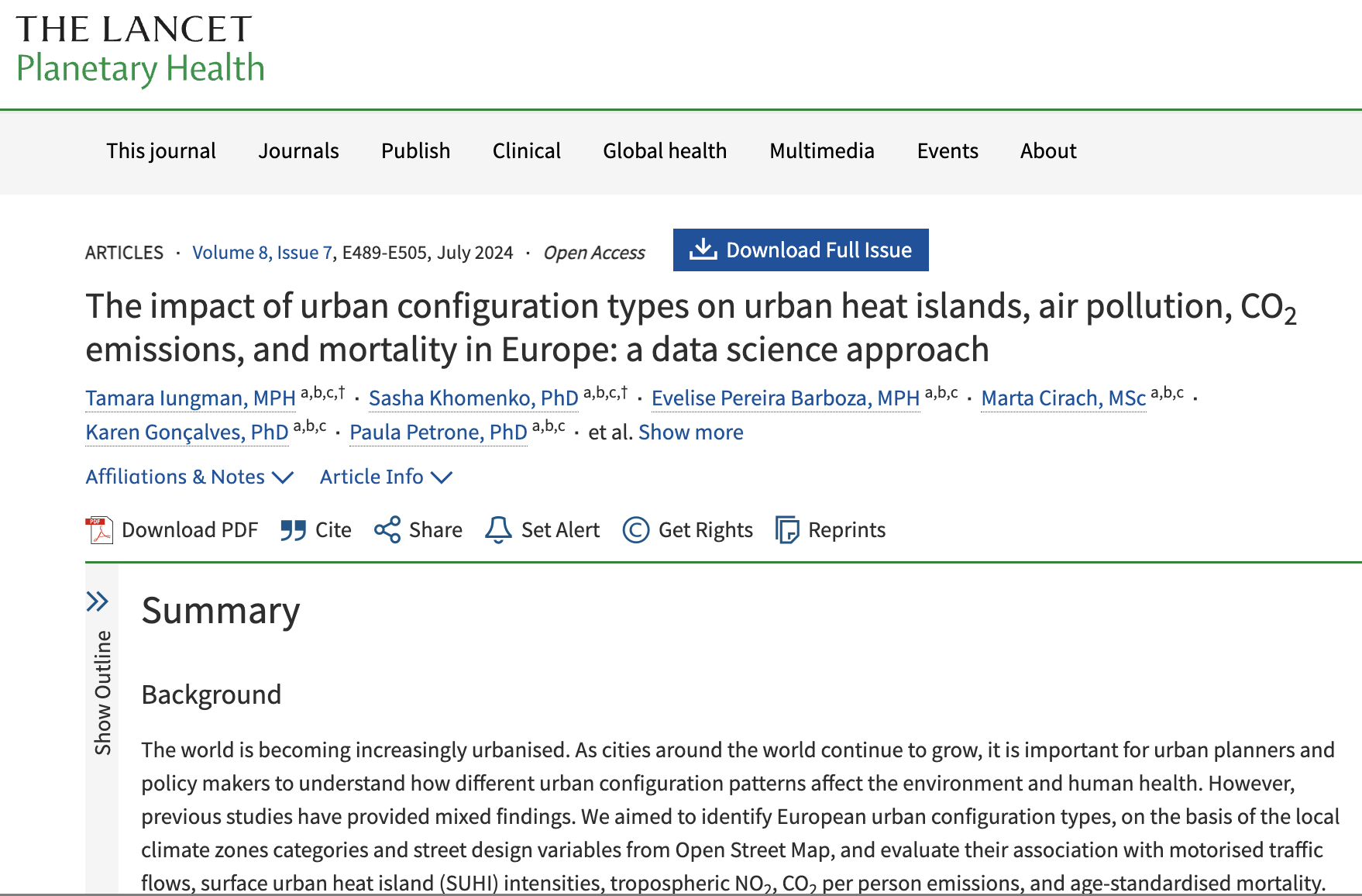 The impact of urban configuration types on urban heat islands, air pollution, CO2 emissions, and mortality in Europe: a data science approach